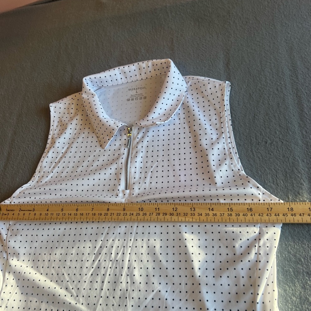 Women's White Polka Dot Sleeveless Blouse - Picture 5 of 6